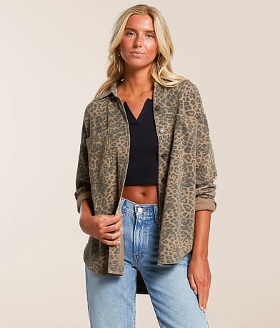 Z Supply All Day Leopard Print Jacket front view