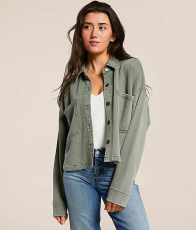 Z Supply All Day Cropped Shacket front view