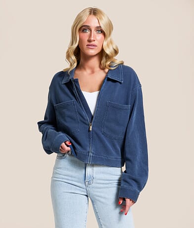 Z Supply Heritage Knit Denim Jacket front view