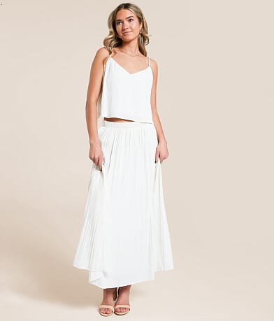 Z Supply Nicoline Crinkle Satin Midi Skirt front view