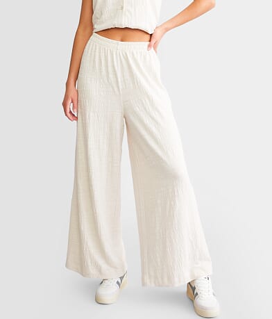 Angie High Rise Crinkle Gauze Wide Leg Trouser Pants