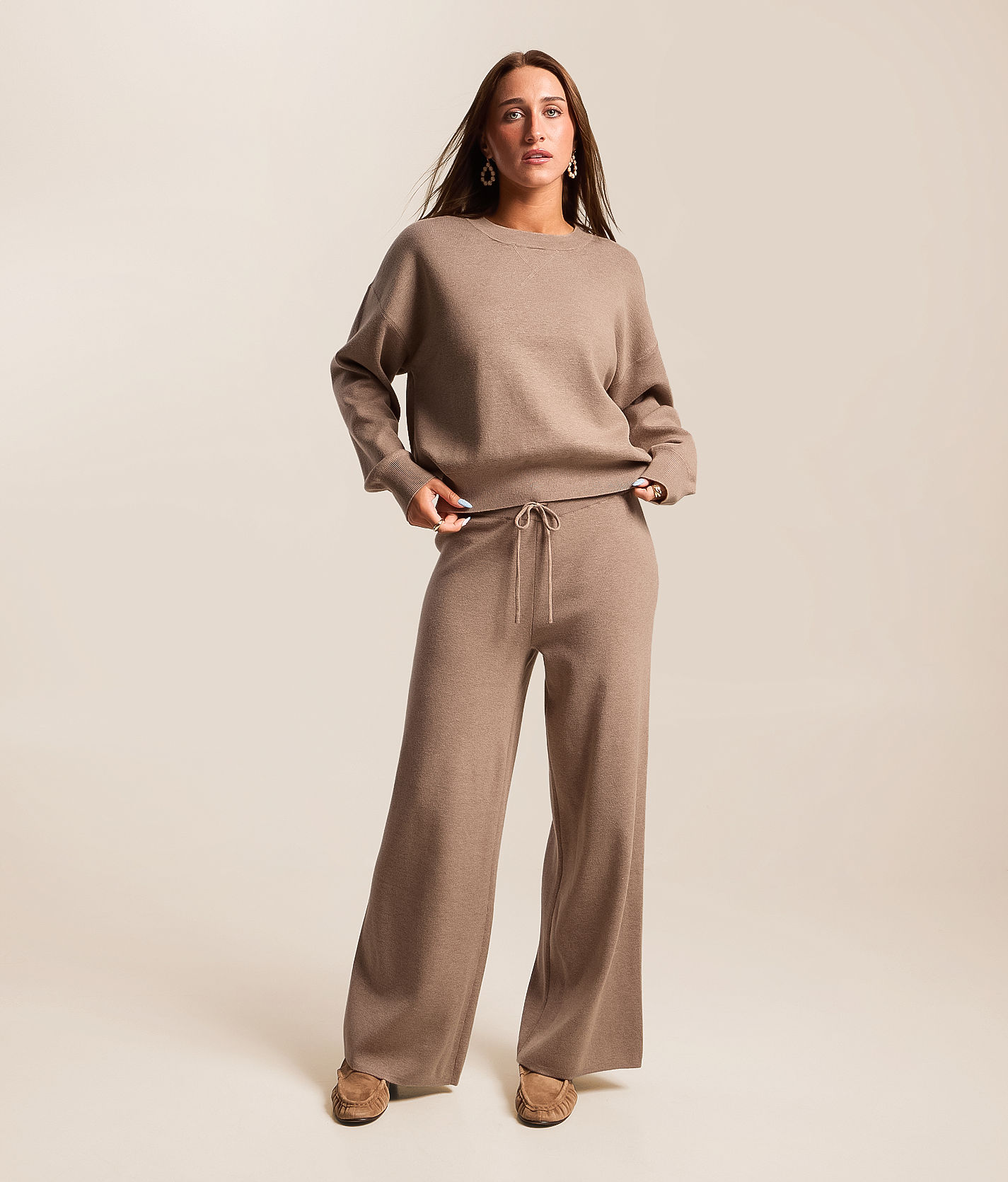 パンツ Stacked Textured Wide Casual Pants Z Supply Take It Easy Wide Leg Pant - Women's Pants in Heather Ash