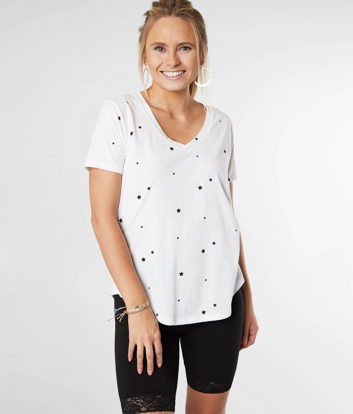 womens black shirt with stars