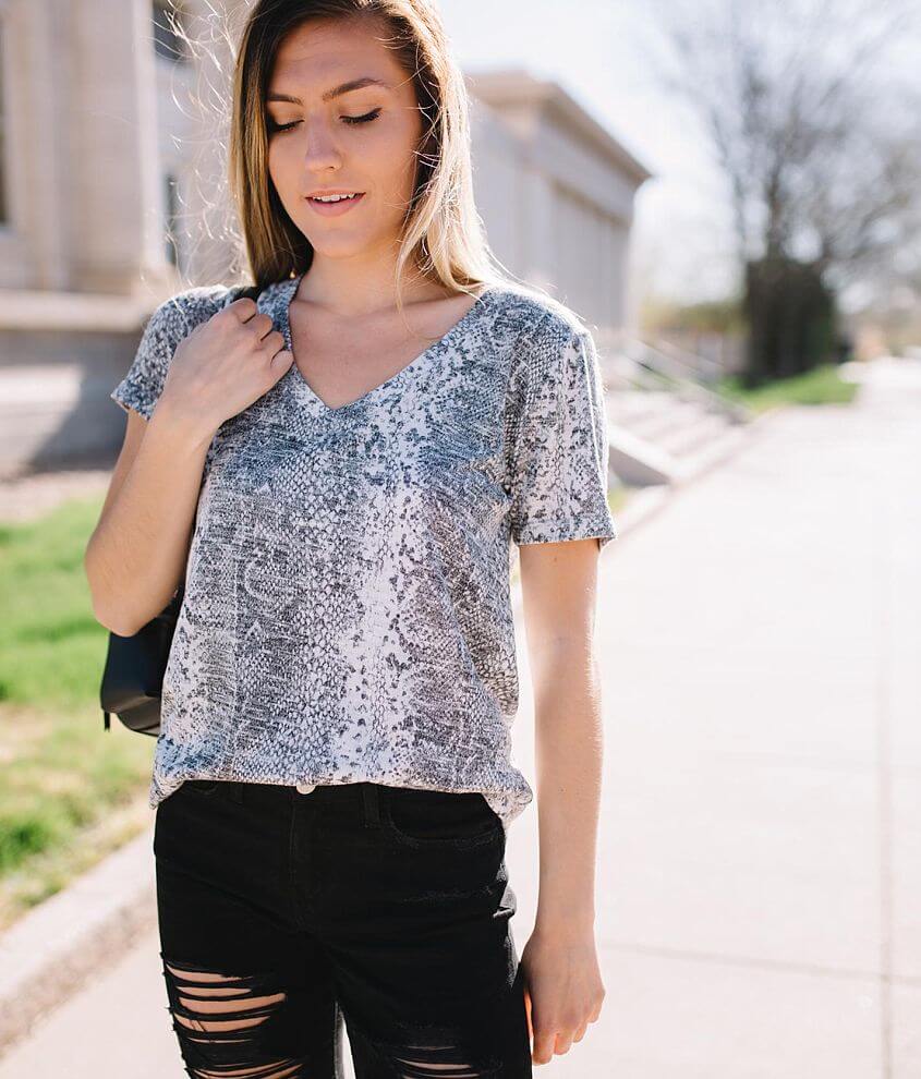 v neck snakeskin top