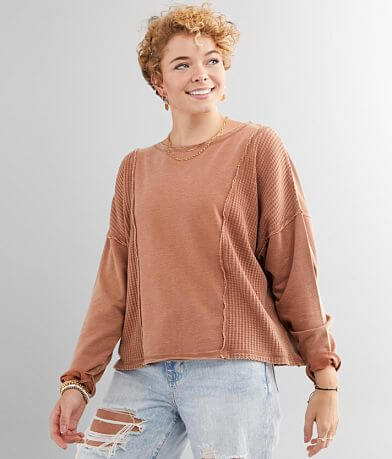 crow supply washed thermal harper tops