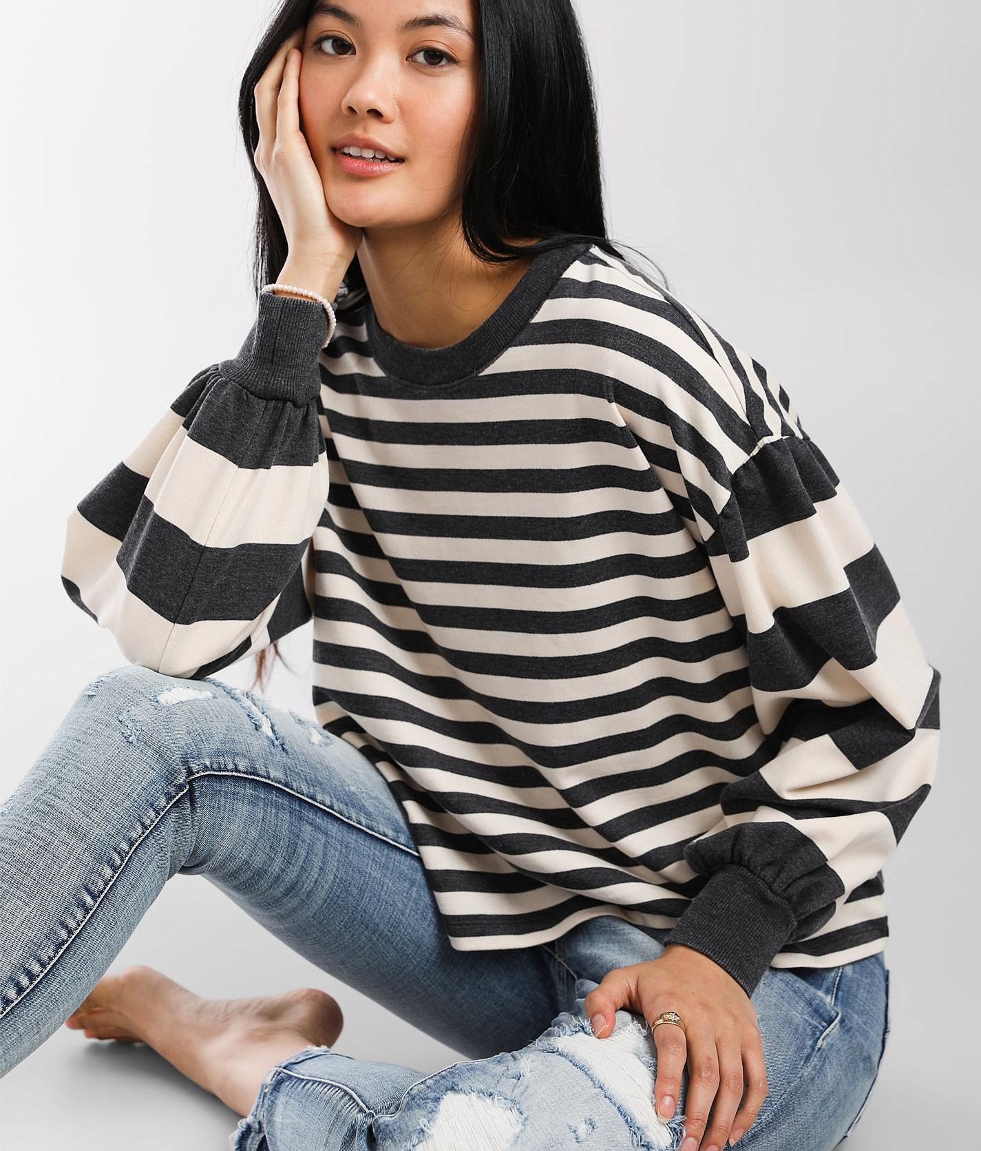 Women's store striped sweatshirts