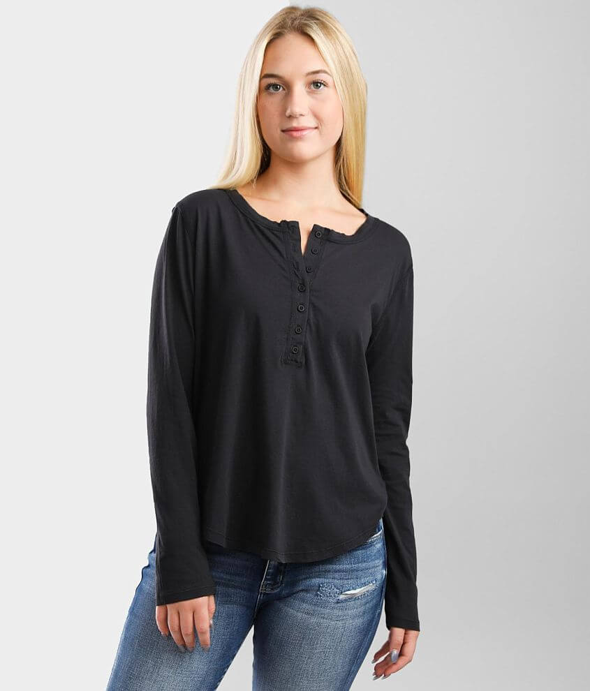 Z Supply Adren Henley - Women's Shirts/Blouses in Washed Black | Buckle