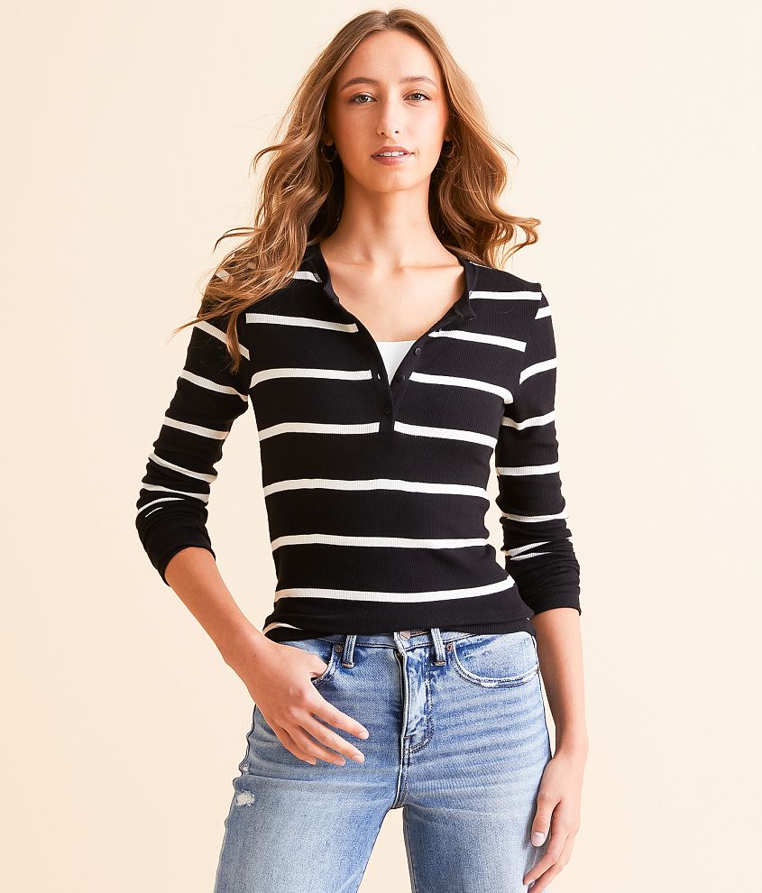 Z Supply Scarlett Striped Henley front view