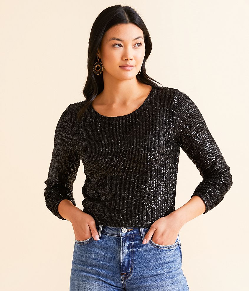 Z Supply Aurora Sequin Cropped Top front view