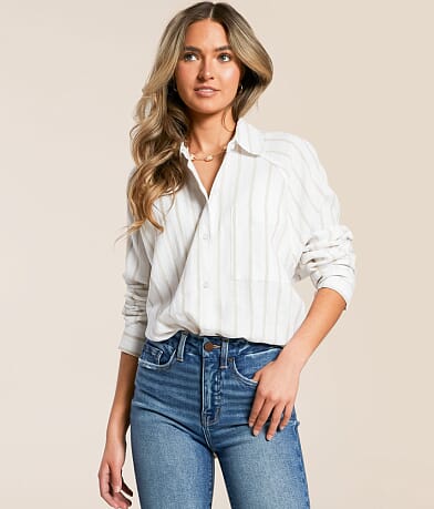 Z Supply The Perfect Line Striped Shirt front view