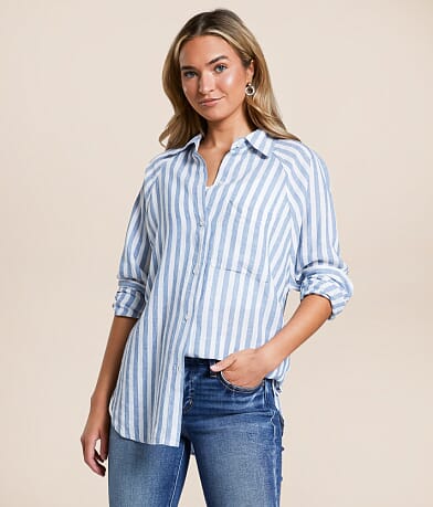 Z Supply The Perfect Line Striped Shirt front view