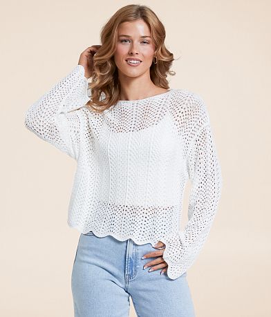 Z Supply Donovan Crochet Cropped Sweater front view