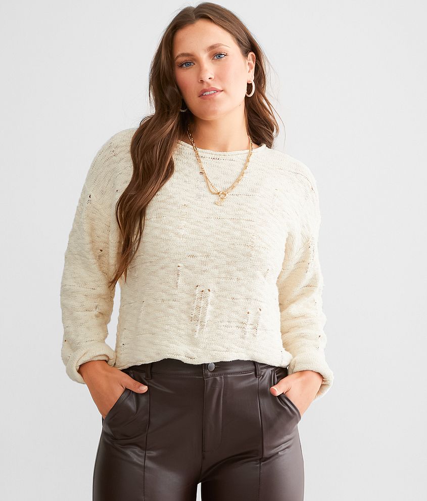 Z Supply Rowe Destructed Sweater - Women's Sweaters in Whisper White ...