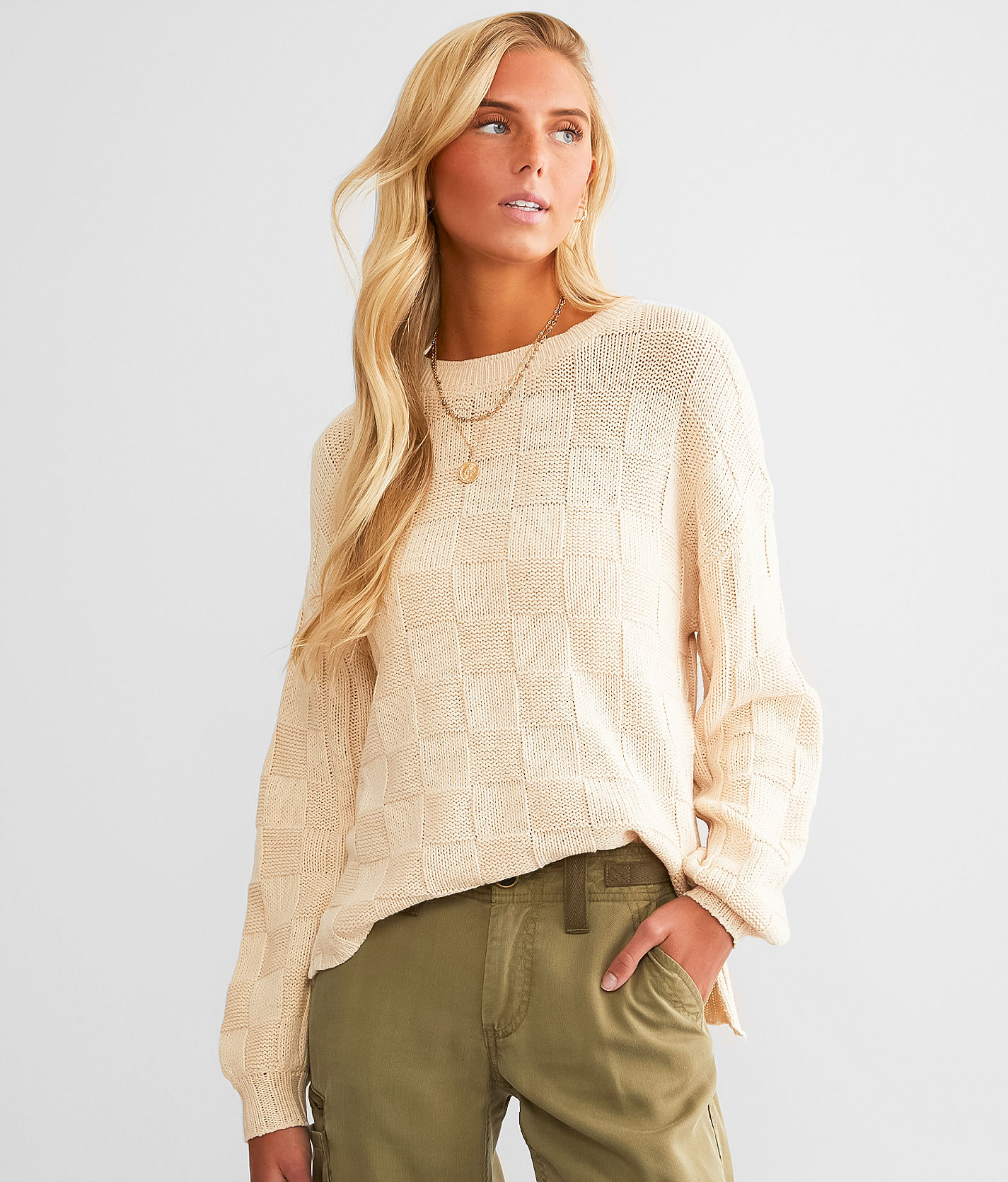 Z Supply Foster Checker Sweater - Women's Sweaters in Whisper 