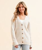 トップス L size WHIZ limited CARDIGAN WL-C-302 Womens Plus Size Cardigan Casual 3/4 Sleeve Waffle Knit