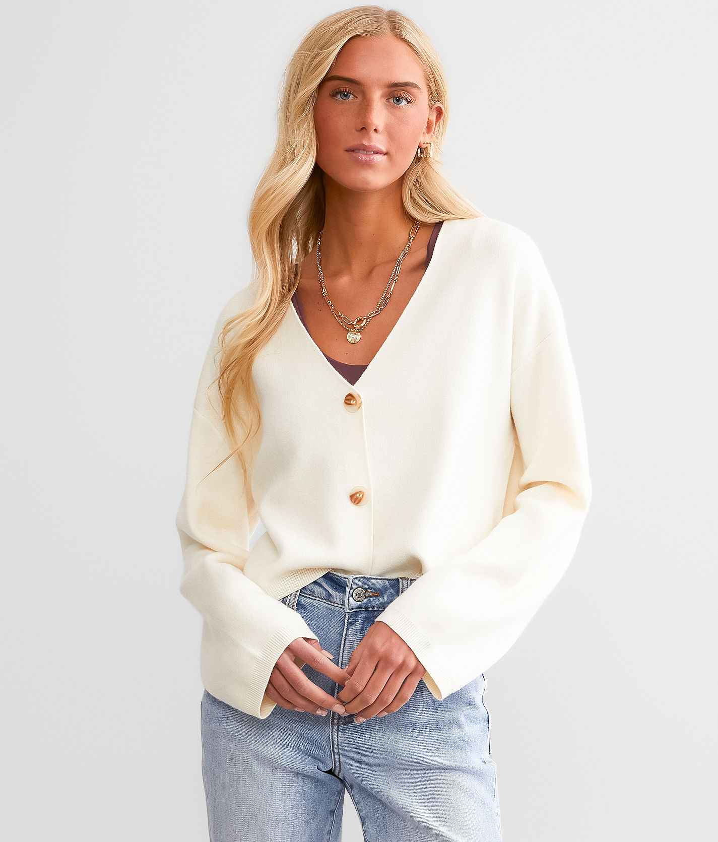 White button front outlet cardigan