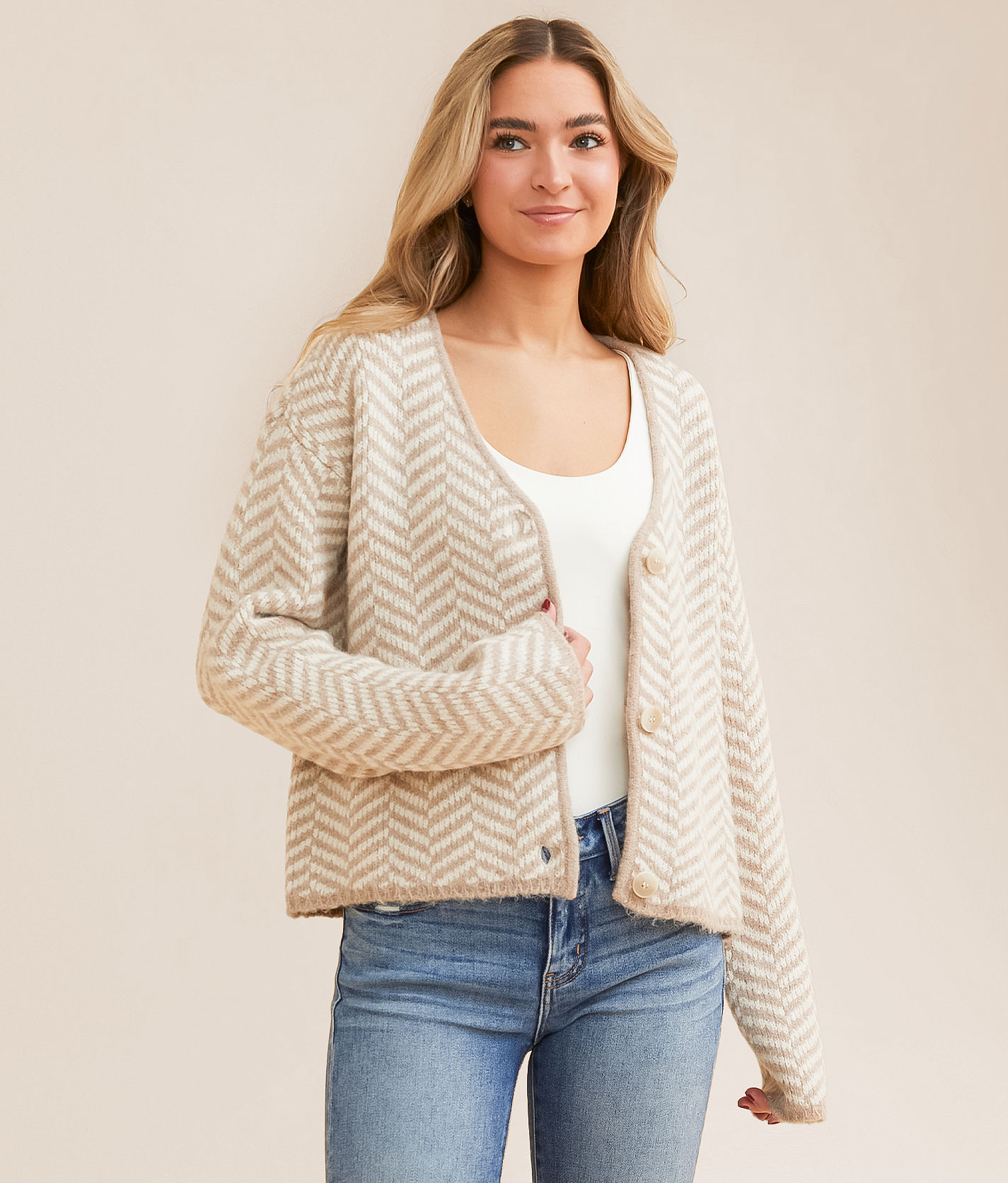 Z Supply Naomi Herringbone Cardigan Sweater - Women's Sweaters in