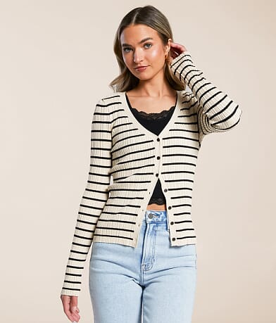 Z Supply Jordana Striped Cardigan Sweater front view