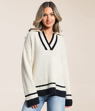 Z Supply Hammond Oversized Polo Sweater front view