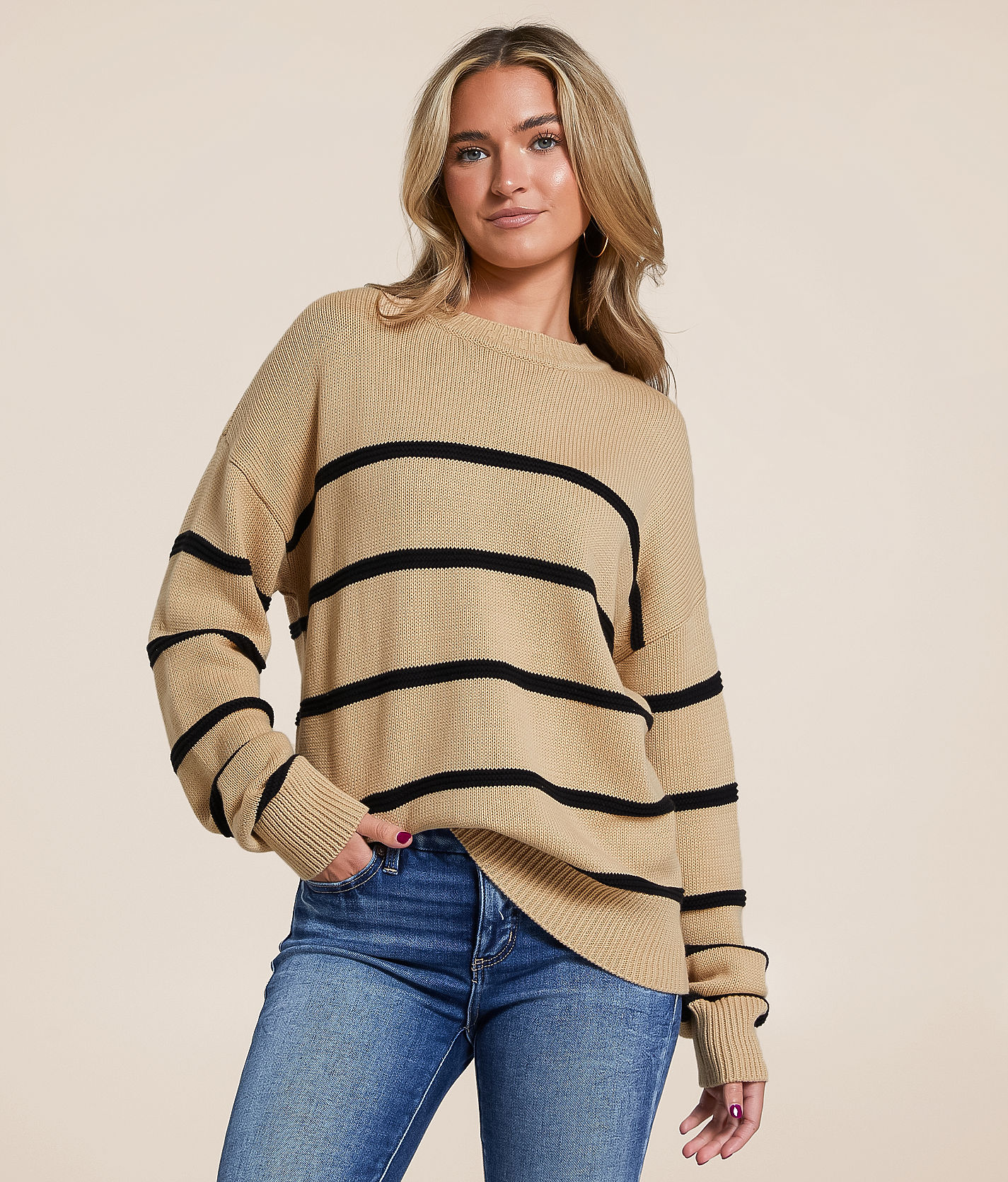 むぎ 様 ♡ Check ＆ STRIPE Z Supply Boyfriend Striped Sweater - Women's Sweaters in