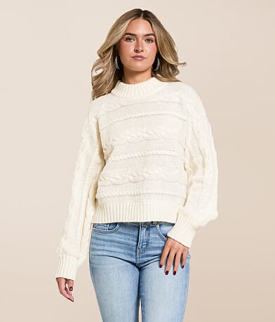 Z Supply Arctic Cable Cropped Sweater front view
