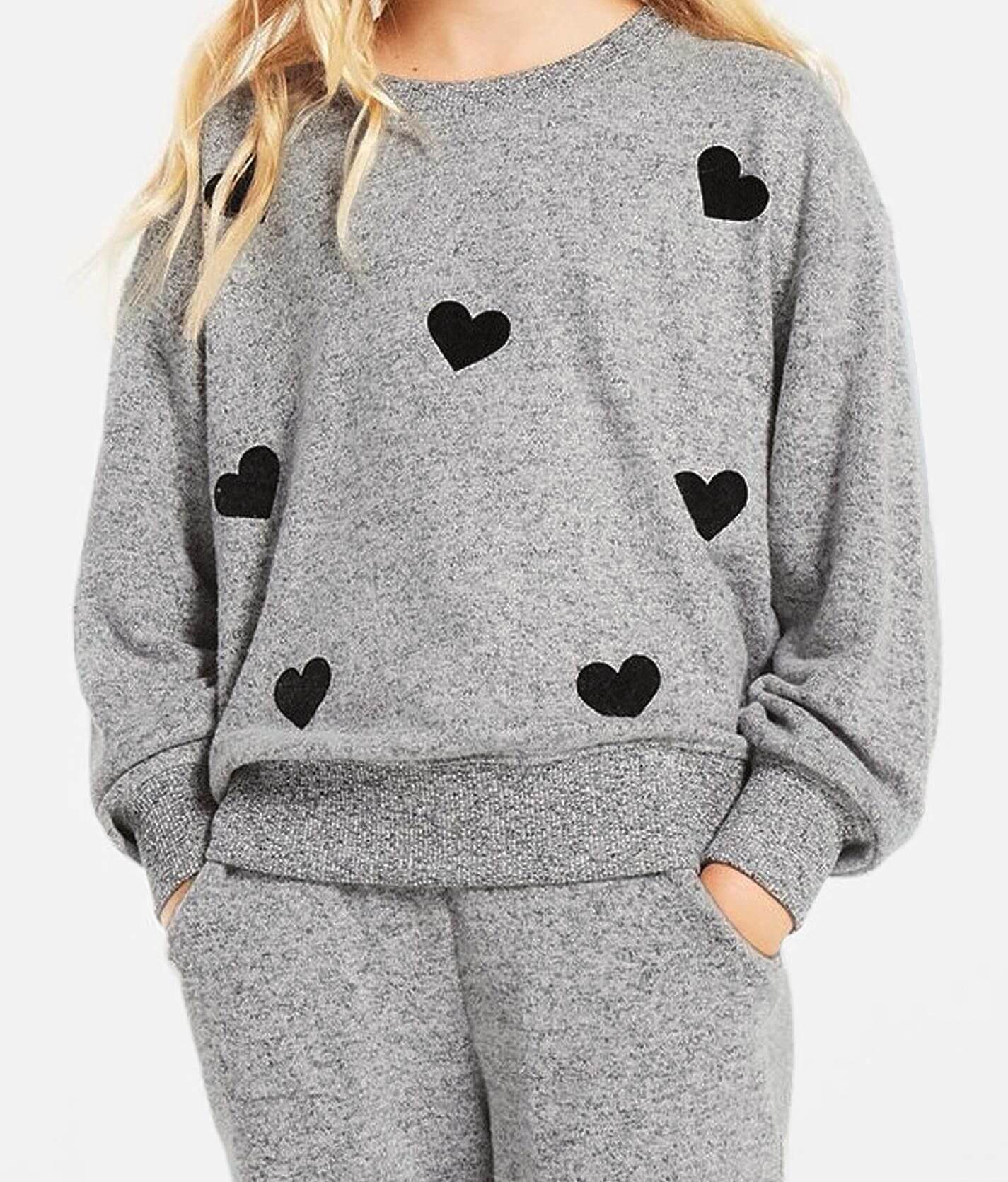 audrey♡ Girls - Z Supply Audrey Heart Pullover - Girl's Sweatshirts in