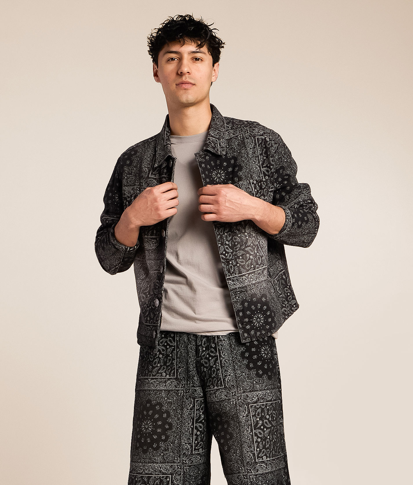 Caliber Paisley Denim Trucker Jacket - Men's Coats & Jackets in