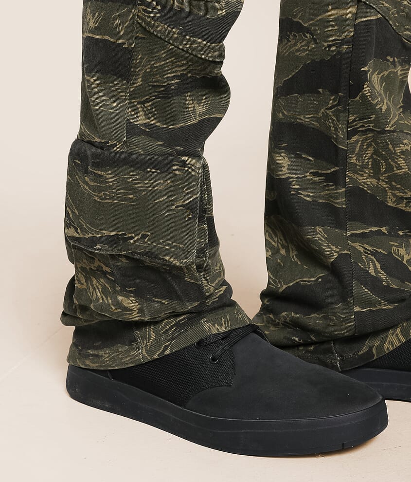 Camo Cargo Stacked Flare Stretch Jean