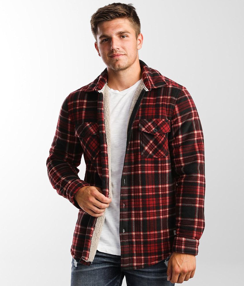 Departwest Plaid Fleece Shacket - Men's Coats/Jackets in Ruby Wine | Buckle